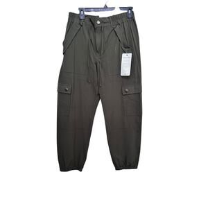 NWT CAbi #4511 Women's Green High Rise Quantum Cargo Pants Size Small